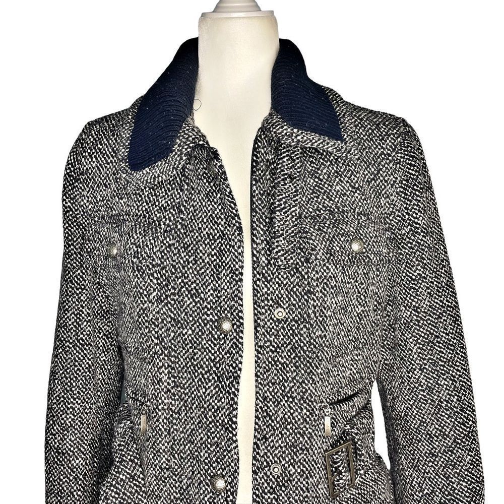 Laundry by Shelli Segal Belted Tweed Trench Coat Jacket 14 - Picture 4 of 10